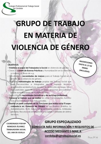 C.P.T.S. CORDOBA: NUEVO GRUPO DE TRABAJO EN MATERIA DE VIOLENCIA DE GENERO