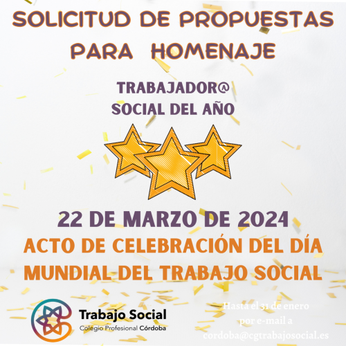 SOLICITUD DE PROPUESTAS PARA HOMENAJEAR A SOLICITUD DE PROPUESTAS PARA HOMENAJEAR A TRABAJADOR@ SOCIAL DEL AÑO SOCIAL DEL AÑO